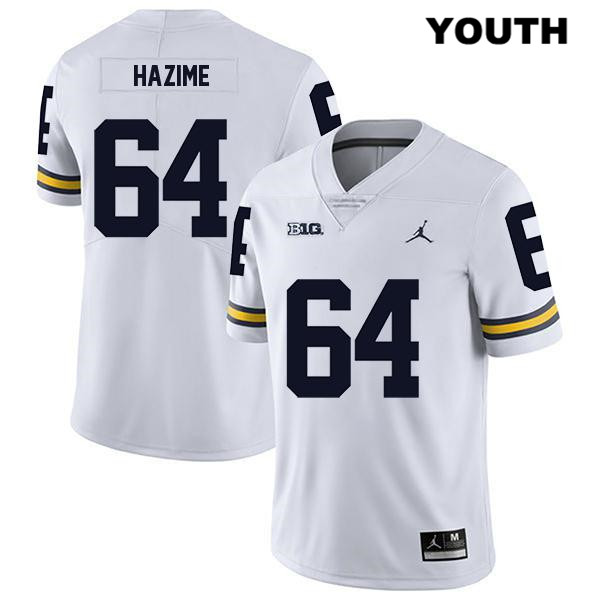 Youth NCAA Michigan Wolverines Mahdi Hazime #64 White Jordan Brand Authentic Stitched Legend Football College Jersey KC25D26WK